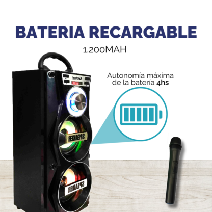 Parlante Torre Premium Negro – 20W, Batería 1200mAh, Micrófono y Todo lo que Necesitás - Imagen 8