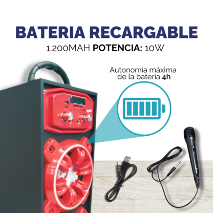 Parlante Bluetooth Doble 2x10W SBL14 – Karaoke, USB, FM y Más - Imagen 8