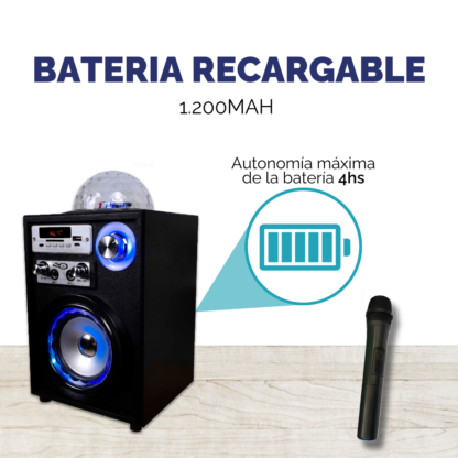 Parlante Bluetooth con Bola de Luz LED 10W – Karaoke con Micrófono para tus mejores momentos - Imagen 8