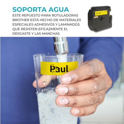 Cinta Rotuladora Compatible Brother MK-621 Negro sobre Amarillo - Imagen 9