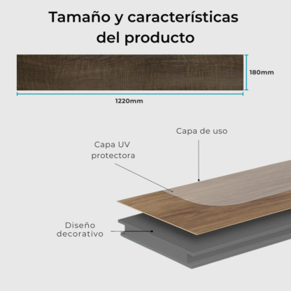 Piso Vinílico SPC Uptown Grey 4MM – Encastre CLICK, Textura Madera Real y Alta Resistencia - Imagen 8