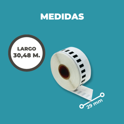 Cinta Label Tape DK2210 Compatible Brother – Negro sobre Blanco con Eje - Imagen 8