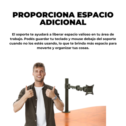 Soporte Monitor Simple de Brazo Movible de 10¨ a 27¨ VESA 50x50 75x75 100x100 hasta 10kg - Imagen 9