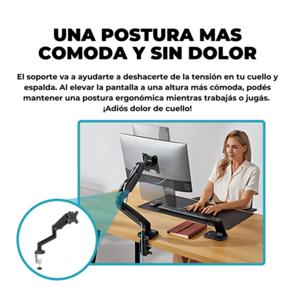 Soporte Ergonómico de Brazo Movible – Ideal para Monitores de 13" a 30" - Imagen 9