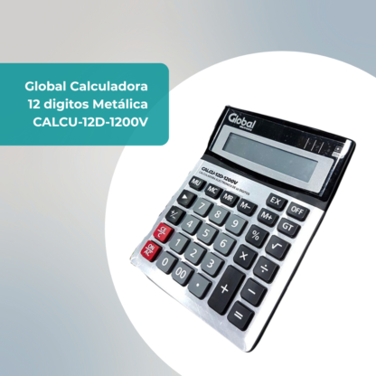 Calculadora de 12 Dígitos Metálica 1200V Plateada con Botones Grandes - Imagen 5