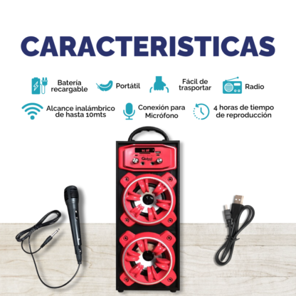 Parlante Bluetooth Doble 2x10W SBL14 – Karaoke, USB, FM y Más - Imagen 9