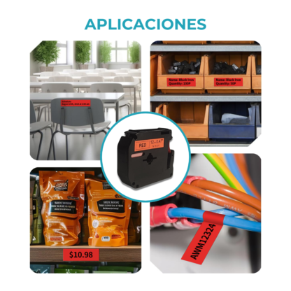 Cinta Compatible Para Brother Mk431 Negro sobre rojo - Imagen 7