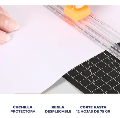 Cizalla Plástica Rotativa A4 de 310mm para Corte Recto (10 Hojas 80 Grs.) con Regla Extensible Portátil - Imagen 11
