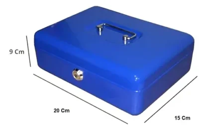 Cofre Portavalores con Bandeja y 2 llaves 20x15x9cm Nº1 Color Azul - Imagen 3