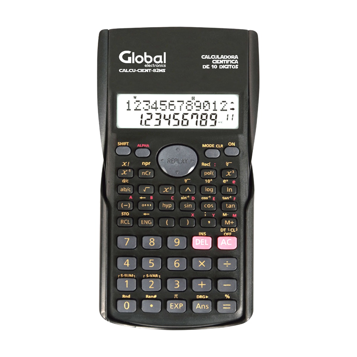 Calculadora Científica de 10 Dígitos - Plástica 82MS-5 Negra, Global Electronics