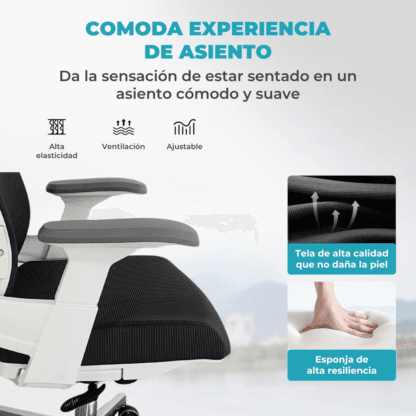 Silla De Escritorio Ergonómica Gris Con Tapizado Mesh - Imagen 11