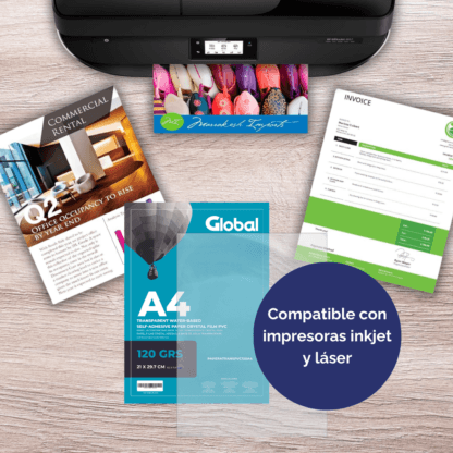 Papel Autoadhesivo A4 Transparente Film PVC de 120 Grs - Imagen 4