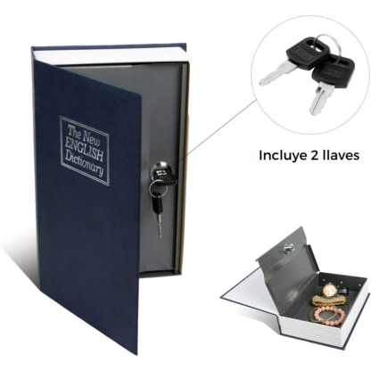 Caja Fuerte Simulada Libro Azul con Apertura de Combinación Mecánica y 2 llaves 24x15x55cm - Imagen 3