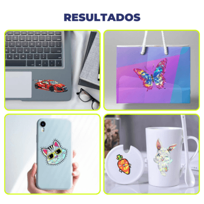 Papel Holográfico Autoadhesivo Base Agua Fantasía Resistente al Agua en resma de 100 hojas A4 (210 x 297 mm.) de 180 Grs. - Imagen 2