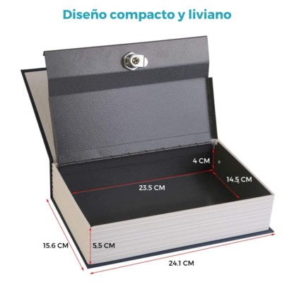 Caja Fuerte Simulada Libro Azul con Apertura de Combinación Mecánica y 2 llaves 24x15x55cm - Imagen 4