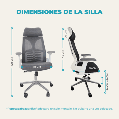 Silla De Escritorio Ergonómica Gris Con Tapizado Mesh - Imagen 4