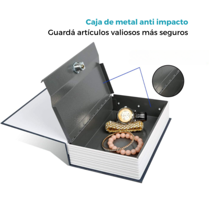 Caja Fuerte Simulada Libro Azul con Apertura de Combinación Mecánica y 2 llaves 24x15x55cm - Imagen 5