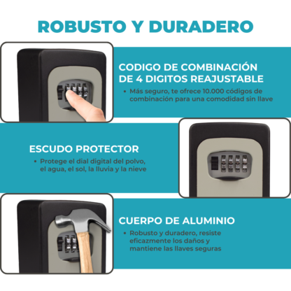 Caja Guarda Llaves Mini con Apertura de Combinación Mecánica - Ideal Airbnb - Imagen 10