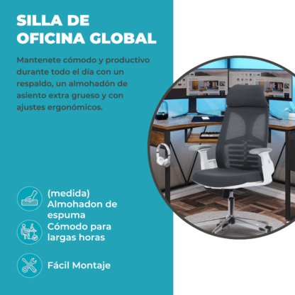 Silla De Escritorio Ergonómica Gris Con Tapizado Mesh - Imagen 6