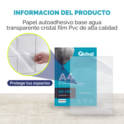 Papel Autoadhesivo A4 Transparente Film PVC de 120 Grs - Imagen 9