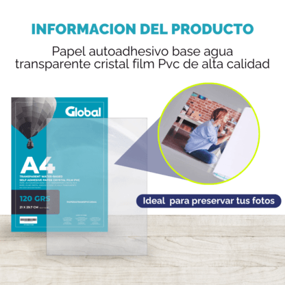 Papel Autoadhesivo A4 Transparente Film PVC de 120 Grs - Imagen 7