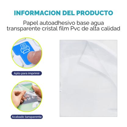 Papel Autoadhesivo A4 Transparente Film PVC de 120 Grs - Imagen 6