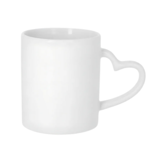Taza Sublimable de Ceramica Recta con Asa Corazon Blanca Glossy de 11oz 325cm3