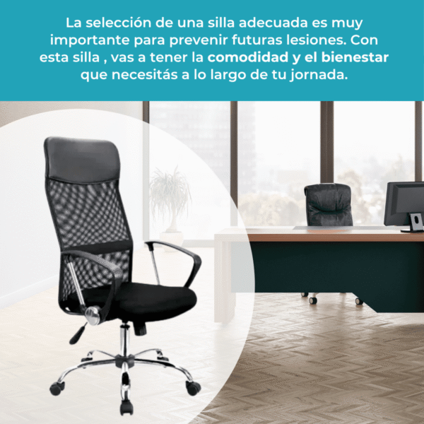 Silla Ergonómica Negra Gerencial Escritorio Oficina - Imagen 10
