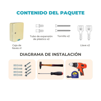 Cofre Guarda 20 Llaves con Apertura de 2 llaves - Imagen 6