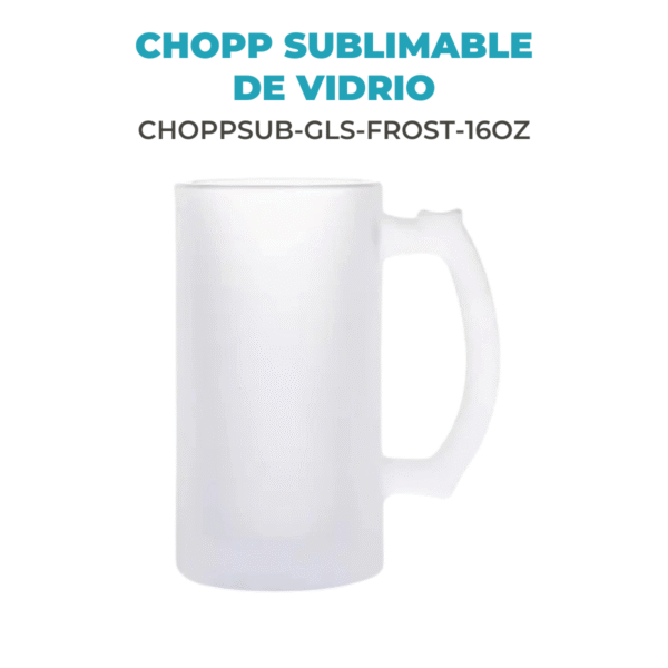 Chopp Sublimable de Vidrio con Asa Frosted de 16oz 473cm3 - Imagen 2