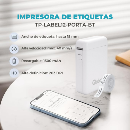Impresora Térmica Portátil Bluetooth para Etiquetas y Stickers 12mm - Imagen 2