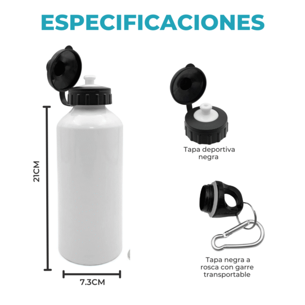 Botella Sublimable 500ml: Diseño, Resistencia y Doble Tapa Deportiva - Imagen 3