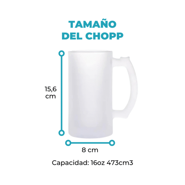 Chopp Sublimable de Vidrio con Asa Frosted de 16oz 473cm3 - Imagen 3