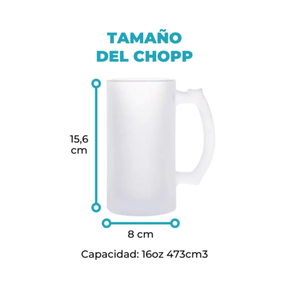 Chopp Sublimable de Vidrio con Asa Frosted de 16oz 473cm3 - Imagen 4