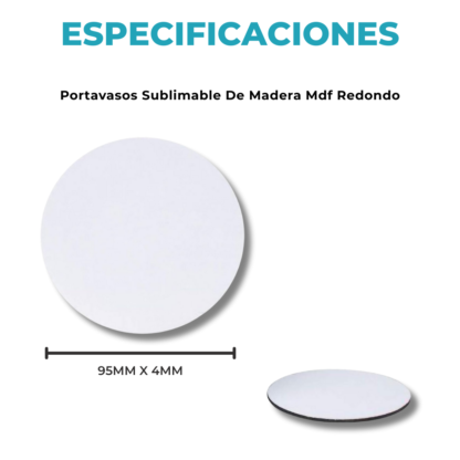 Portavasos para Sublimar de Madera MDF Cuadrado/Redondo - Imagen 4