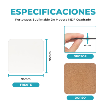 Portavasos para Sublimar de Madera MDF Cuadrado/Redondo - Imagen 12