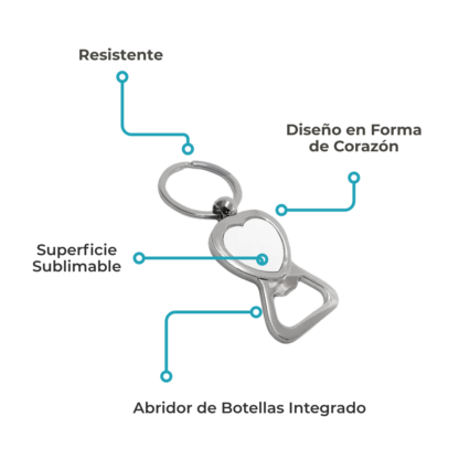 Llavero Metálico para Sublimar - Diseño Destapador - Imagen 4