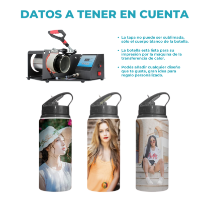 Botella Blanca Sublimable 500 ml – Aluminio con Doble Tapa | Lista para Estampar tu Estilo - Imagen 4