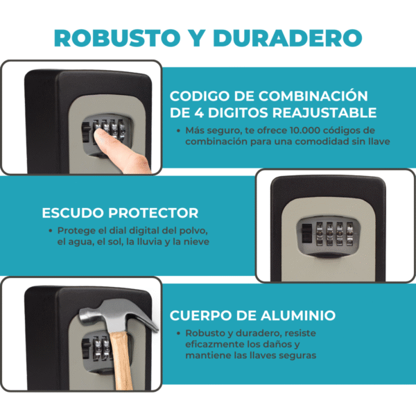 Caja Guarda Llaves Mini con Apertura de Combinación Mecánica - Ideal Airbnb - Imagen 9