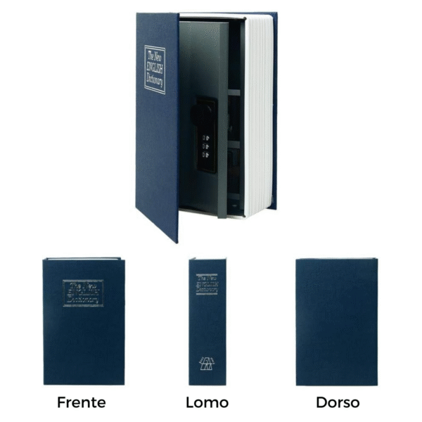 Caja Fuerte Simulada Libro Azul con Apertura de Combinación Mecánica y 2 llaves 24x15x55cm - Imagen 6