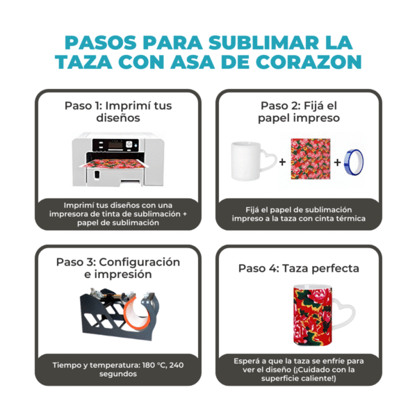 Taza Sublimable de Ceramica Recta con Asa Corazon Blanca Glossy de 11oz 325cm3 - Imagen 6