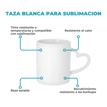 Taza Sublimable de Ceramica Recta con Asa Corazon Blanca Glossy de 11oz 325cm3 - Imagen 8