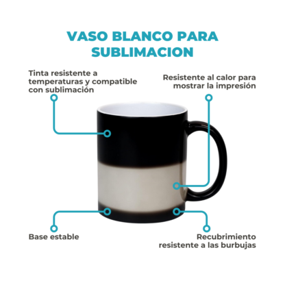 Taza Sublimable Magica Cambia Color con Temperatura de Ceramica Recta Matte de 11oz 325cm3 - Imagen 2
