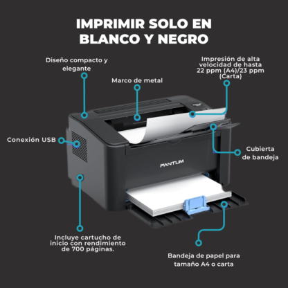 Impresora Pantum P2516 Monocromática - USB - Imagen 4