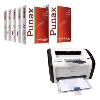 Impresora Global G1000NW (Tóner incluido) + 10 Resmas de Papel Punax A4