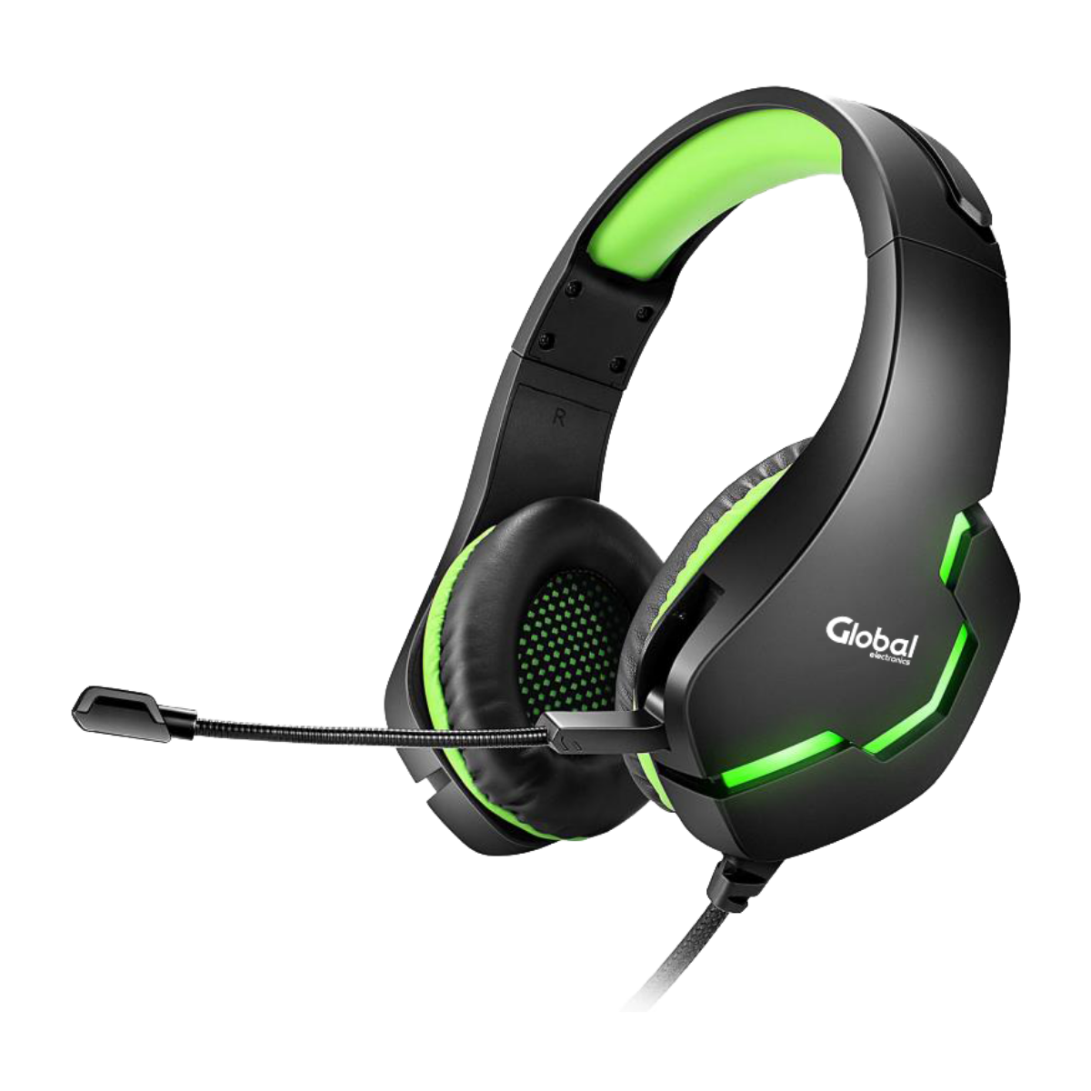 Auricular Gamer con Microfono y Luces Stereo con cable Jack 3.5 / USB y Adaptador 2 a 1 Incluido EPGMR150, Global Electronics