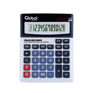Calculadora de 12 Dígitos Metálica 1200V Plateada con Botones Grandes