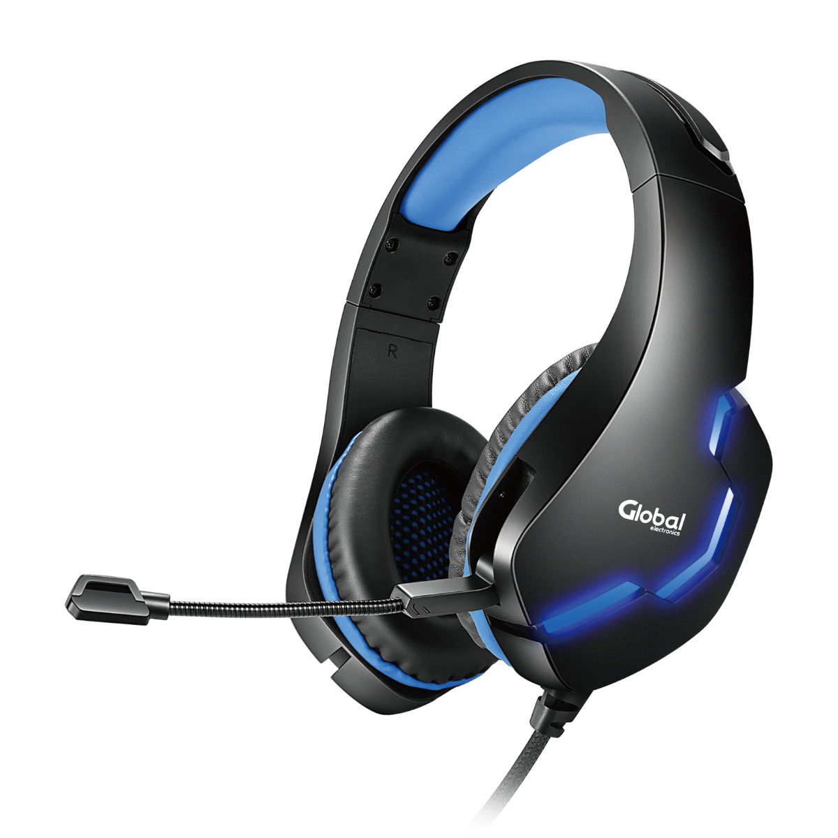 Auricular Gamer con Microfono y Luces Stereo con cable Jack 3.5 / USB y Adaptador 2 a 1 Incluido EPGMR150, Global Electronics