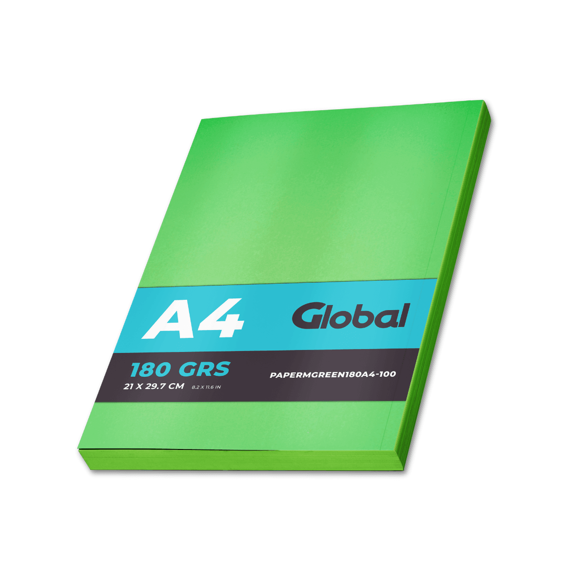 Papel Mate Opalina Verde en resma de 100 hojas A4 (210 x 297 mm.) de 180 Grs.
