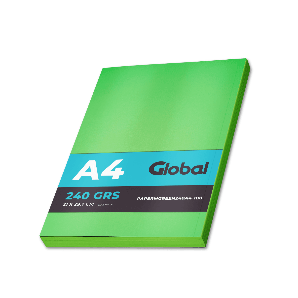 Papel Mate Opalina Verde en resma de 100 hojas A4 (210 x 297 mm.) de 240 Grs.